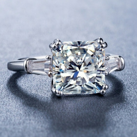 Diamond Asscher 925 Sterling Silver Ring - Picture 3 of 7